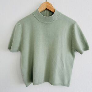Drapers & Damons Sage Green Sweater Short Sleeve Top Petite Small